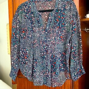 Floral Women's Top - Blue and Red
